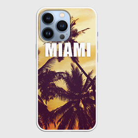 Чехол для iPhone 13 Pro с принтом MIAMI в Белгороде,  |  | Тематика изображения на принте: miami | лето | майами | маями | океан | отдых | пальмы | пляж | серф