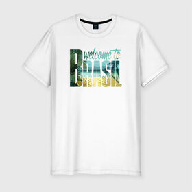 Мужская футболка премиум с принтом Бразилия в Белгороде, 92% хлопок, 8% лайкра | приталенный силуэт, круглый вырез ворота, длина до линии бедра, короткий рукав | brasil | бразилия | море | океан | пальмы | пляж