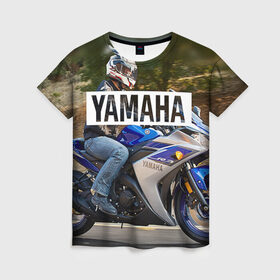 Женская футболка 3D с принтом Yamaha 2 в Белгороде, 100% полиэфир ( синтетическое хлопкоподобное полотно) | прямой крой, круглый вырез горловины, длина до линии бедер | yamaha