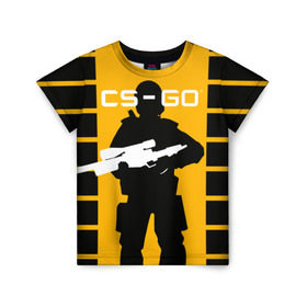 Детская футболка 3D с принтом CS GO в Белгороде, 100% гипоаллергенный полиэфир | прямой крой, круглый вырез горловины, длина до линии бедер, чуть спущенное плечо, ткань немного тянется | cs | cs go | csgo | go | го | контр страйк | контра | кс | кс го | ксго | спецназ | террористы