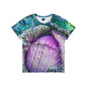 Детская футболка 3D с принтом Капуста в Белгороде, 100% гипоаллергенный полиэфир | прямой крой, круглый вырез горловины, длина до линии бедер, чуть спущенное плечо, ткань немного тянется | дача | еда | зелень | капуста | овощи | огород | растения | цветная капуста