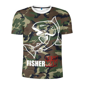 Мужская футболка 3D спортивная с принтом Лучший рыбак в Белгороде, 100% полиэстер с улучшенными характеристиками | приталенный силуэт, круглая горловина, широкие плечи, сужается к линии бедра | best fisherman | camouflage | fish | fishing | man | камуфляж | лучший рыбак | мужчина | рыба | рыбалка
