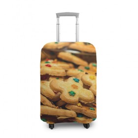 Чехол для чемодана 3D с принтом Печеньки в Белгороде, 86% полиэфир, 14% спандекс | двустороннее нанесение принта, прорези для ручек и колес | десерт | еда | новый год | печенье | праздник | сладости