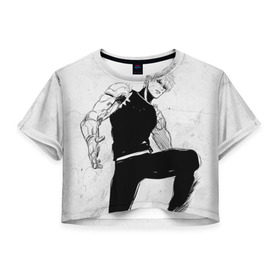 Женская футболка 3D укороченная с принтом Genos в Белгороде, 100% полиэстер | круглая горловина, длина футболки до линии талии, рукава с отворотами | genos | one punch man | ванпанчмен | генос