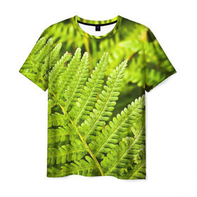 Мужская футболка 3D с принтом Папоротник в Белгороде, 100% полиэфир | прямой крой, круглый вырез горловины, длина до линии бедер | ботаника | зелень | листья | папоротник | природа | растения | цветок