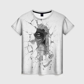 Женская футболка 3D с принтом Titan в Белгороде, 100% полиэфир ( синтетическое хлопкоподобное полотно) | прямой крой, круглый вырез горловины, длина до линии бедер | attack on titan | атака титанов | вторжение гигантов