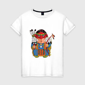 Женская футболка хлопок с принтом Забавные Индейцы 7 в Белгороде, 100% хлопок | прямой крой, круглый вырез горловины, длина до линии бедер, слегка спущенное плечо | 