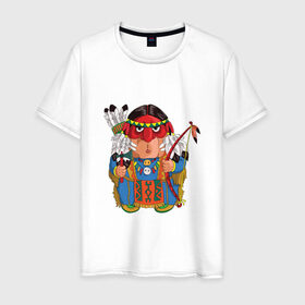 Мужская футболка хлопок с принтом Забавные Индейцы 7 в Белгороде, 100% хлопок | прямой крой, круглый вырез горловины, длина до линии бедер, слегка спущенное плечо. | Тематика изображения на принте: 