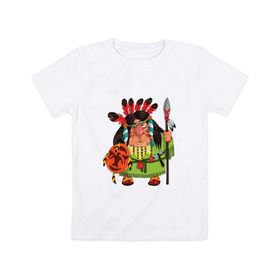 Детская футболка хлопок с принтом Забавные Индейцы 8 в Белгороде, 100% хлопок | круглый вырез горловины, полуприлегающий силуэт, длина до линии бедер | апачи | вождь | воин | животные | запад | канада | лидер | лицо | северная | смешные | талисман | цвет