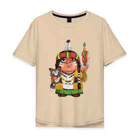 Мужская футболка хлопок Oversize с принтом Забавные Индейцы 9 в Белгороде, 100% хлопок | свободный крой, круглый ворот, “спинка” длиннее передней части | апачи | вождь | воин | животные | запад | канада | лидер | лицо | северная | смешные | талисман | цвет