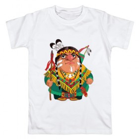 Мужская футболка хлопок с принтом Забавные Индейцы 10 в Белгороде, 100% хлопок | прямой крой, круглый вырез горловины, длина до линии бедер, слегка спущенное плечо. | апачи | вождь | воин | животные | запад | канада | лидер | лицо | северная | смешные | талисман | цвет