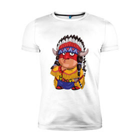 Мужская футболка премиум с принтом Забавные Индейцы 11 в Белгороде, 92% хлопок, 8% лайкра | приталенный силуэт, круглый вырез ворота, длина до линии бедра, короткий рукав | апачи | вождь | воин | животные | запад | канада | лидер | лицо | северная | смешные | талисман | цвет