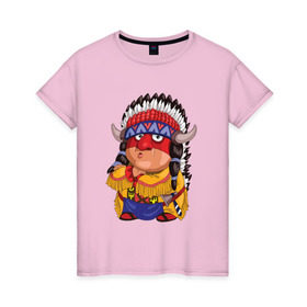 Женская футболка хлопок с принтом Забавные Индейцы 11 в Белгороде, 100% хлопок | прямой крой, круглый вырез горловины, длина до линии бедер, слегка спущенное плечо | апачи | вождь | воин | животные | запад | канада | лидер | лицо | северная | смешные | талисман | цвет