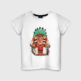 Детская футболка хлопок с принтом Забавные Индейцы 12 в Белгороде, 100% хлопок | круглый вырез горловины, полуприлегающий силуэт, длина до линии бедер | 