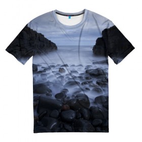 Мужская футболка 3D с принтом Туманный берег в Белгороде, 100% полиэфир | прямой крой, круглый вырез горловины, длина до линии бедер | 