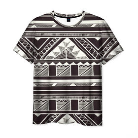 Мужская футболка 3D с принтом Etno pattern в Белгороде, 100% полиэфир | прямой крой, круглый вырез горловины, длина до линии бедер | Тематика изображения на принте: орнамент | черно белый | этно