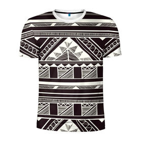 Мужская футболка 3D спортивная с принтом Etno pattern в Белгороде, 100% полиэстер с улучшенными характеристиками | приталенный силуэт, круглая горловина, широкие плечи, сужается к линии бедра | Тематика изображения на принте: орнамент | черно белый | этно