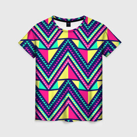 Женская футболка 3D с принтом Ornament в Белгороде, 100% полиэфир ( синтетическое хлопкоподобное полотно) | прямой крой, круглый вырез горловины, длина до линии бедер | 