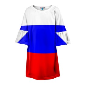 Детское платье 3D с принтом Россия в Белгороде, 100% полиэстер | прямой силуэт, чуть расширенный к низу. Круглая горловина, на рукавах — воланы | Тематика изображения на принте: народный | россия | русский | страны | триколор | флаг