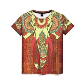 Женская футболка 3D с принтом Индия 4 в Белгороде, 100% полиэфир ( синтетическое хлопкоподобное полотно) | прямой крой, круглый вырез горловины, длина до линии бедер | india | индия | индуизм | кришна | слон