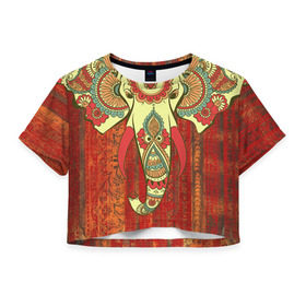 Женская футболка 3D укороченная с принтом Индия 4 в Белгороде, 100% полиэстер | круглая горловина, длина футболки до линии талии, рукава с отворотами | Тематика изображения на принте: india | индия | индуизм | кришна | слон