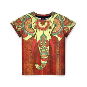 Детская футболка 3D с принтом Индия 4 в Белгороде, 100% гипоаллергенный полиэфир | прямой крой, круглый вырез горловины, длина до линии бедер, чуть спущенное плечо, ткань немного тянется | india | индия | индуизм | кришна | слон