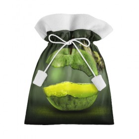 Подарочный 3D мешок с принтом Яблоко в Белгороде, 100% полиэстер | Размер: 29*39 см | Тематика изображения на принте: арт | зеленый | новые | улитка | фантастика | фрукты | яблоко