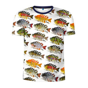 Мужская футболка 3D спортивная с принтом Рыбки в Белгороде, 100% полиэстер с улучшенными характеристиками | приталенный силуэт, круглая горловина, широкие плечи, сужается к линии бедра | bait | fish | fishing | lure | tackle | блесна | наживка | приманка | рыба | рыбалка | снасть