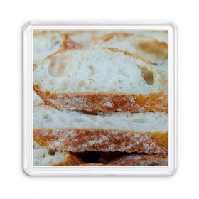 Магнит 55*55 с принтом Хлеб в Белгороде, Пластик | Размер: 65*65 мм; Размер печати: 55*55 мм | батон | булка | булочка | выпечка | еда | кулинария | кусочек | мука | хлеб