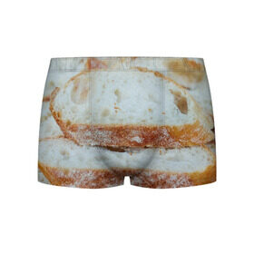 Мужские трусы 3D с принтом Хлеб в Белгороде, 50% хлопок, 50% полиэстер | классическая посадка, на поясе мягкая тканевая резинка | Тематика изображения на принте: батон | булка | булочка | выпечка | еда | кулинария | кусочек | мука | хлеб