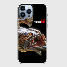 Чехол для iPhone 13 Pro Max с принтом Лучший рыбак в Белгороде,  |  | best fisherman | black background | deep | fish | fishing | jaws | predator | teeth | water | вода | глубина | зубы | лучший | пасть | рыба | рыбак | рыбалка | хищник | черный фон