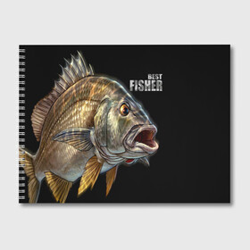 Альбом для рисования с принтом Лучший рыбак в Белгороде, 100% бумага
 | матовая бумага, плотность 200 мг. | background | best fisherman | black | fish | fishing | лучший рыбак | рыба | рыбалка | фон | черный