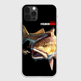Чехол для iPhone 12 Pro с принтом Лучший рыбак в Белгороде, силикон | область печати: задняя сторона чехла, без боковых панелей | Тематика изображения на принте: background | best fisherman | black | fish | fishing | лучший рыбак | рыба | рыбалка | фон | черный