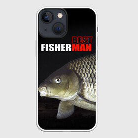 Чехол для iPhone 13 mini с принтом Лучший рыбак в Белгороде,  |  | background | best fisherman | black | fish | fishing | лещ | лучший рыбак | рыба | рыбалка | фон | черный