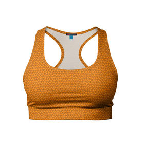 Женский спортивный топ 3D с принтом Витраж Оранжевый в Белгороде, 82% полиэстер, 18% спандекс Ткань безопасна для здоровья, позволяет коже дышать, не мнется и не растягивается |  | texture | витраж | оранжевый | текстура