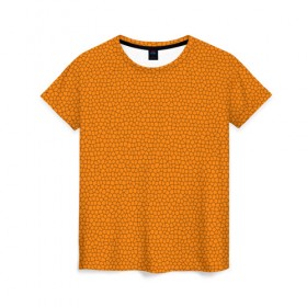 Женская футболка 3D с принтом Витраж Оранжевый в Белгороде, 100% полиэфир ( синтетическое хлопкоподобное полотно) | прямой крой, круглый вырез горловины, длина до линии бедер | texture | витраж | оранжевый | текстура