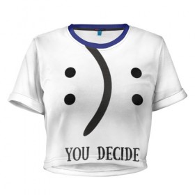 Женская футболка 3D укороченная с принтом Твой выбор в Белгороде, 100% полиэстер | круглая горловина, длина футболки до линии талии, рукава с отворотами | 