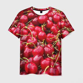 Мужская футболка 3D с принтом Черешня в Белгороде, 100% полиэфир | прямой крой, круглый вырез горловины, длина до линии бедер | вишня | десерт | лето | сладкое | черешня | ягода