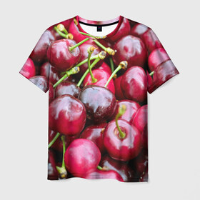 Мужская футболка 3D с принтом Черешня в Белгороде, 100% полиэфир | прямой крой, круглый вырез горловины, длина до линии бедер | вишня | десерт | лето | сладкое | черешня | ягода