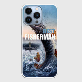 Чехол для iPhone 13 Pro с принтом Лучший рыбак в Белгороде,  |  | Тематика изображения на принте: bait | best fisherman | boat | fish | fishing | hook | morning | pike | river | water | вода | крючок | лодка | лучший рыбак | наживка | река | рыба | рыбалка | утро | щука