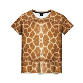 Женская футболка 3D с принтом Шкура Жирафа в Белгороде, 100% полиэфир ( синтетическое хлопкоподобное полотно) | прямой крой, круглый вырез горловины, длина до линии бедер | Тематика изображения на принте: textures | животное | жираф | текстура