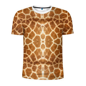 Мужская футболка 3D спортивная с принтом Шкура Жирафа в Белгороде, 100% полиэстер с улучшенными характеристиками | приталенный силуэт, круглая горловина, широкие плечи, сужается к линии бедра | textures | животное | жираф | текстура