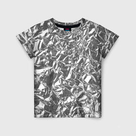 Детская футболка 3D с принтом Silver в Белгороде, 100% гипоаллергенный полиэфир | прямой крой, круглый вырез горловины, длина до линии бедер, чуть спущенное плечо, ткань немного тянется | silver | texture | драгоценный | металл | серебро | текстура