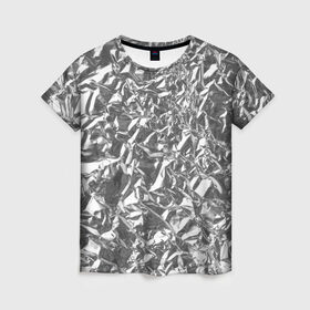 Женская футболка 3D с принтом Silver в Белгороде, 100% полиэфир ( синтетическое хлопкоподобное полотно) | прямой крой, круглый вырез горловины, длина до линии бедер | silver | texture | драгоценный | металл | серебро | текстура