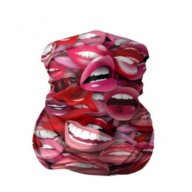 Бандана-труба 3D с принтом Женские рты в Белгороде, 100% полиэстер, ткань с особыми свойствами — Activecool | плотность 150‒180 г/м2; хорошо тянется, но сохраняет форму | губы | розовый | улыбка