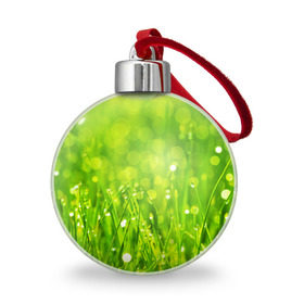 Ёлочный шар с принтом Роса на траве в Белгороде, Пластик | Диаметр: 77 мм | зелёный | зелень | луг | роса | яркий