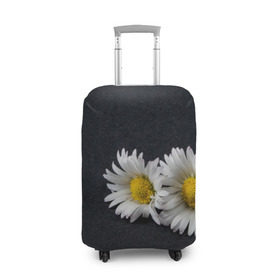 Чехол для чемодана 3D с принтом Ромашки в Белгороде, 86% полиэфир, 14% спандекс | двустороннее нанесение принта, прорези для ручек и колес | зелень | лепестки | пара | природа | растения | ромашки | цветы