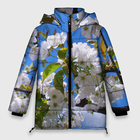 Женская зимняя куртка 3D с принтом Вишнёвый цвет в Белгороде, верх — 100% полиэстер; подкладка — 100% полиэстер; утеплитель — 100% полиэстер | длина ниже бедра, силуэт Оверсайз. Есть воротник-стойка, отстегивающийся капюшон и ветрозащитная планка. 

Боковые карманы с листочкой на кнопках и внутренний карман на молнии | весна | вишня | лепестки | прикольные картинки | цветение | цветы