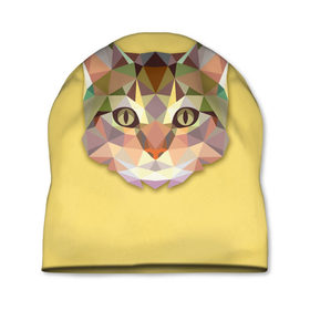 Шапка 3D с принтом Triangle cat в Белгороде, 100% полиэстер | универсальный размер, печать по всей поверхности изделия | abstract | cat | triangle cat | кот