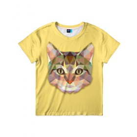 Детская футболка 3D с принтом Triangle cat в Белгороде, 100% гипоаллергенный полиэфир | прямой крой, круглый вырез горловины, длина до линии бедер, чуть спущенное плечо, ткань немного тянется | abstract | cat | triangle cat | кот